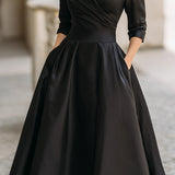 Marlowe | Vintage-Inspired Satin Midi Dress With Draped Collar