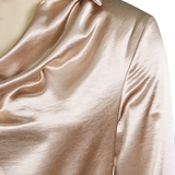 Estelle | Chemisier élégant en satin blanc à encolure drapée