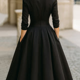 Marlowe | Vintage-Inspired Satin Midi Dress With Draped Collar