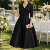 Marlowe | Vintage-Inspired Satin Midi Dress With Draped Collar