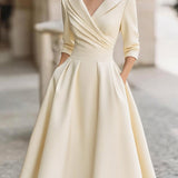Marlowe | Vintage-Inspired Satin Midi Dress With Draped Collar