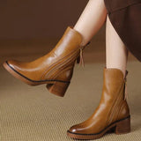 Jolie | Bottines en cuir à talon moyen