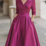 Marlowe | Vintage-Inspired Satin Midi Dress With Draped Collar