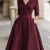 Marlowe | Vintage-Inspired Satin Midi Dress With Draped Collar