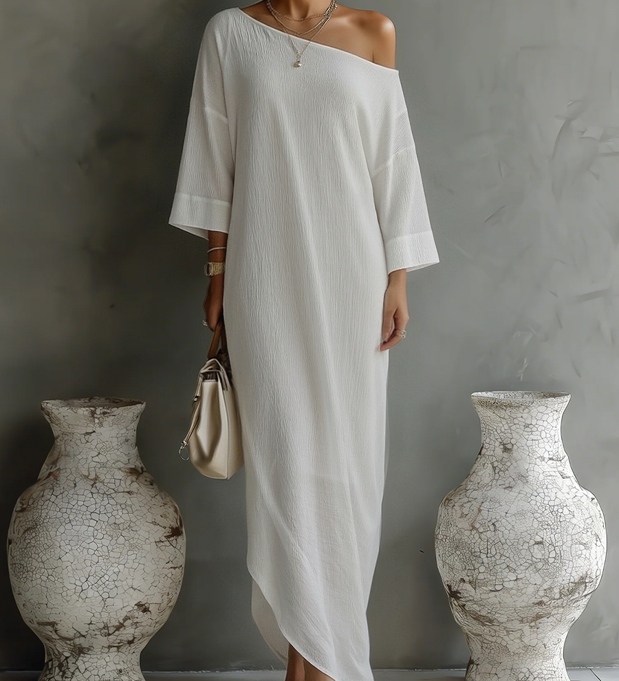 Elviera | Robe élégante asymétrique fluide en mélange