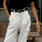 Manon | Pantalon large uni sans ceinture