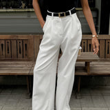 Manon | Pantalon large uni sans ceinture