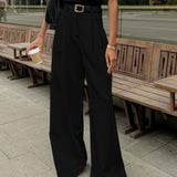 Manon | Pantalon large uni sans ceinture