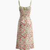 Cymarie | Robe midi à bretelles fines et imprimé floral