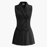 Cholé | Ensemble gilet et mini-jupe plissée