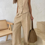 Tara | Ensemble pantalon en coton et lin