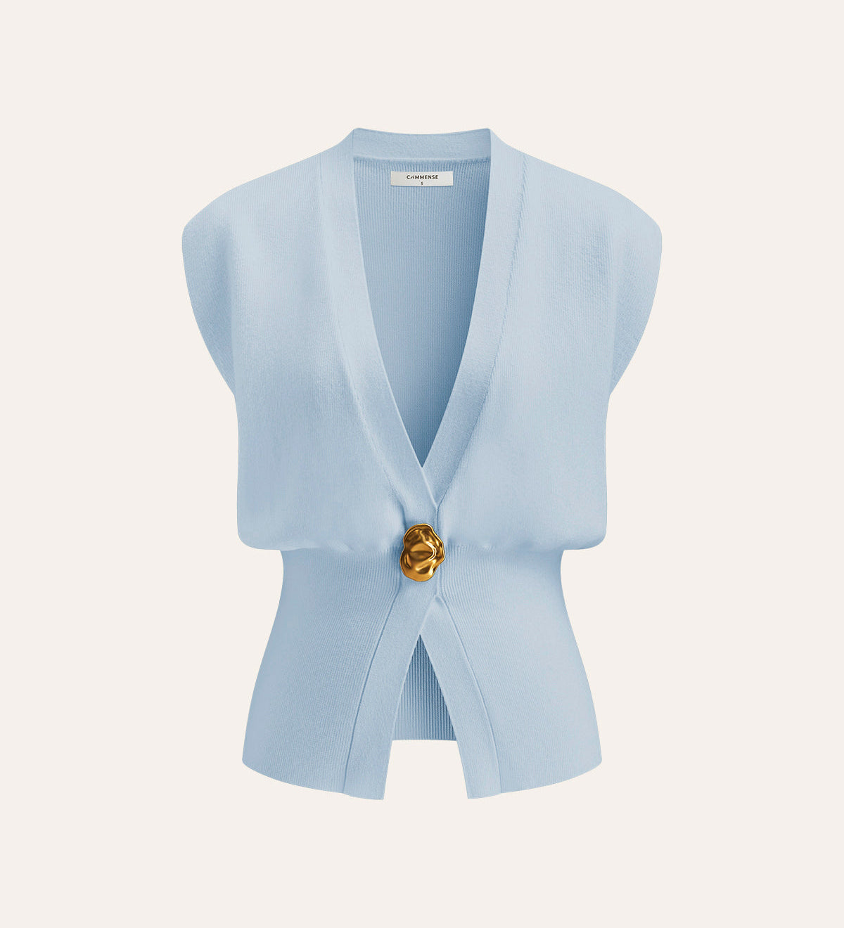 Camille | Gilet sans manches à col en V et détails boutonnés