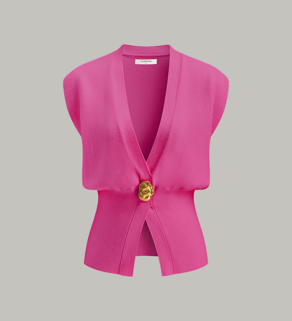 Camille | Gilet sans manches à col en V et détails boutonnés