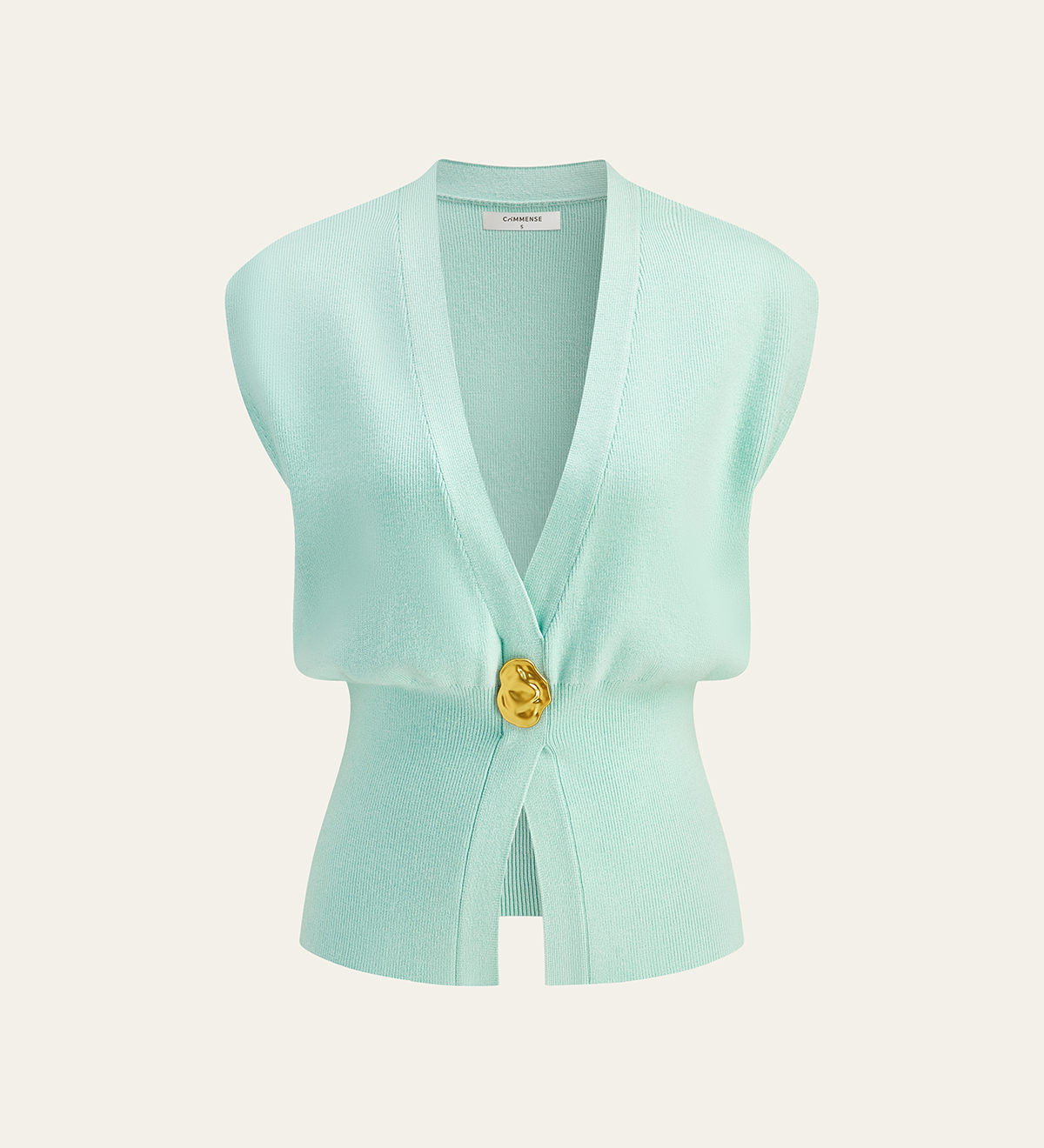 Camille | Gilet sans manches à col en V et détails boutonnés