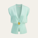 Camille | Gilet sans manches à col en V et détails boutonnés