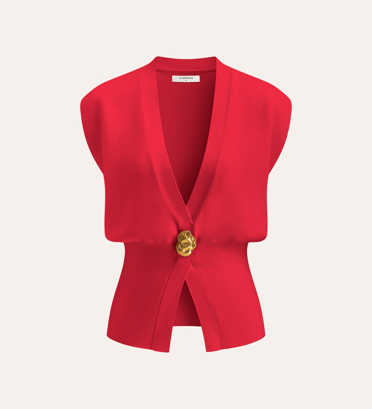 Camille | Gilet sans manches à col en V et détails boutonnés
