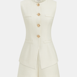 Elvie | Ensemble gilet et short en tweed à boutons métalliques