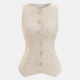 Kambriah | Ensemble gilet boutonné en tweed et mini-short