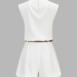 Claire | Ensemble haut drapé sans manches et short ceinturé