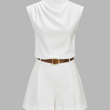Claire | Ensemble haut drapé sans manches et short ceinturé