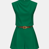 Claire | Ensemble haut drapé sans manches et short ceinturé