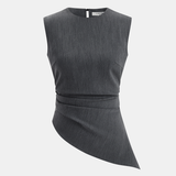 Béatrice | Ensemble haut asymétrique sans manches et pantalon plissé