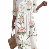 Solène - Robe femme décontractée à motif floral.