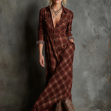 Philomène | Robe-chemise maxi à carreaux pour femme