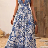 Chrystahl | Robe d'été bleue maxi