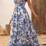 Chrystahl | Robe d'été bleue maxi