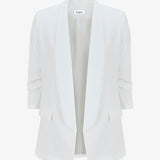Andrea | Blazer uni à manches froncées - Blanc