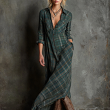 Philomène | Robe-chemise maxi à carreaux pour femme