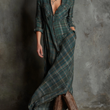 Philomène | Robe-chemise maxi à carreaux pour femme