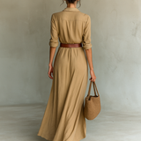 Melinda | Robe Longue Ceinturée à Revers pour Femme